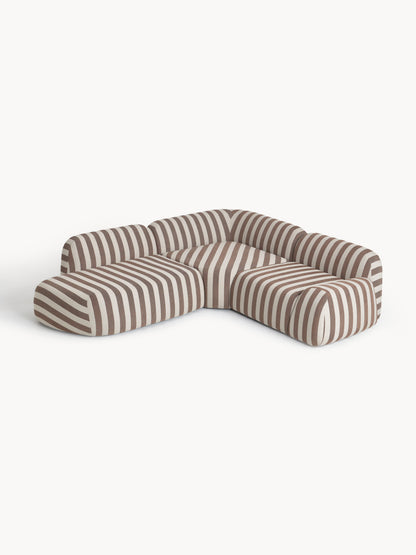 Wolnera Modular Striped Corner Sofa with Chaise Longue (4-Seater)