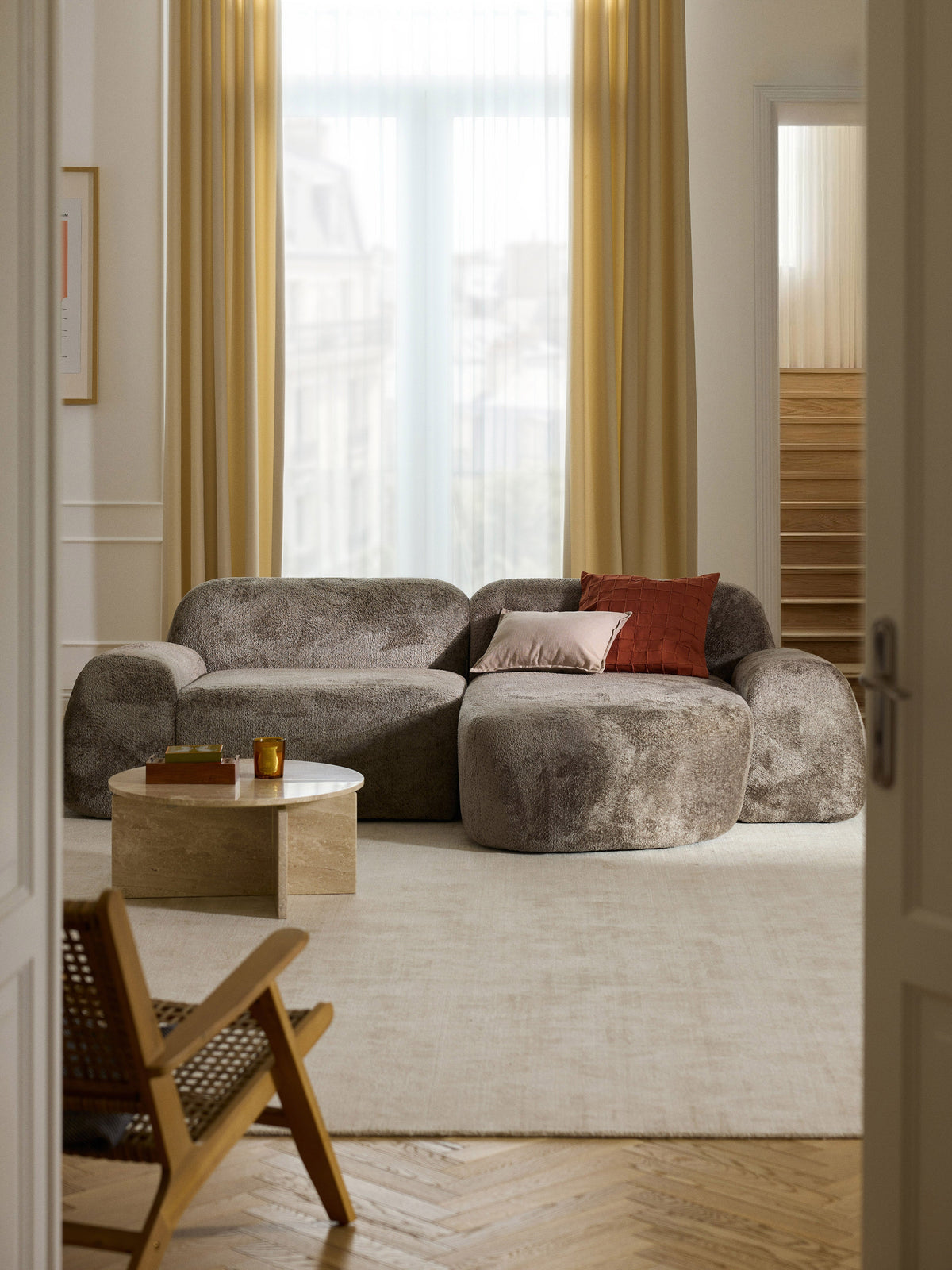 Wolnera Modular Teddy Bouclé Corner Sofa (3-Seater)