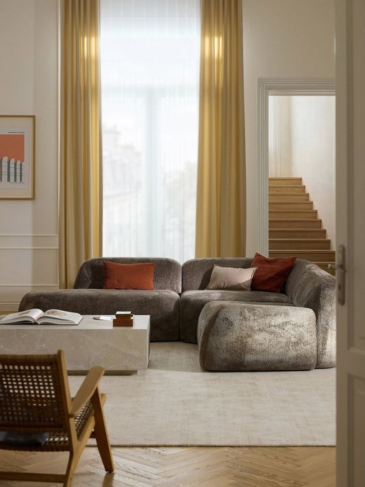 Wolnera Modular Teddy Bouclé Corner Sofa (4-Seater) with Chaise Longue