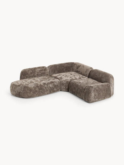 Wolnera Modular Teddy Bouclé Corner Sofa (4-Seater) with Chaise Longue