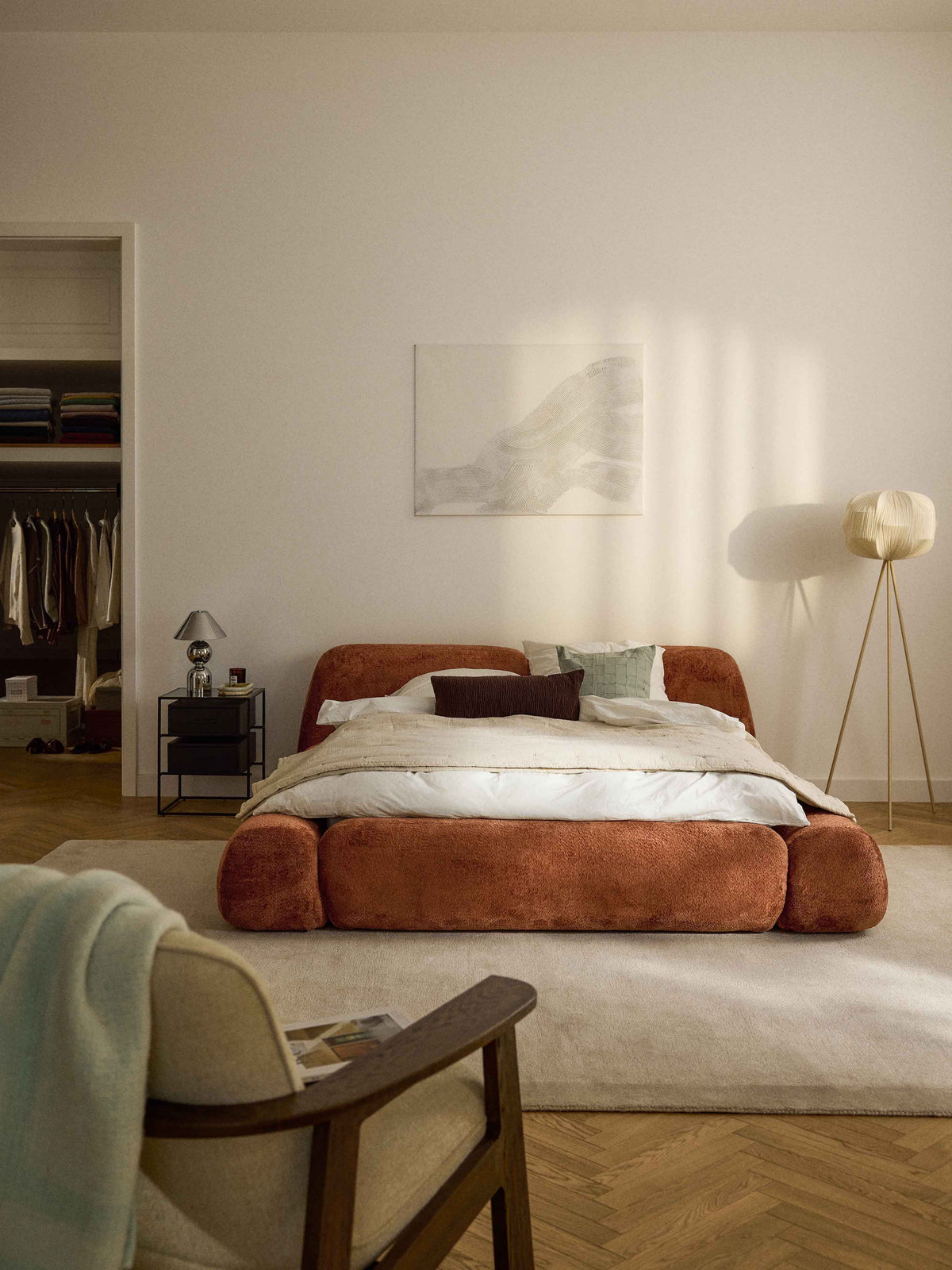 Wolnera Teddy Bouclé Upholstered Bed with Storage