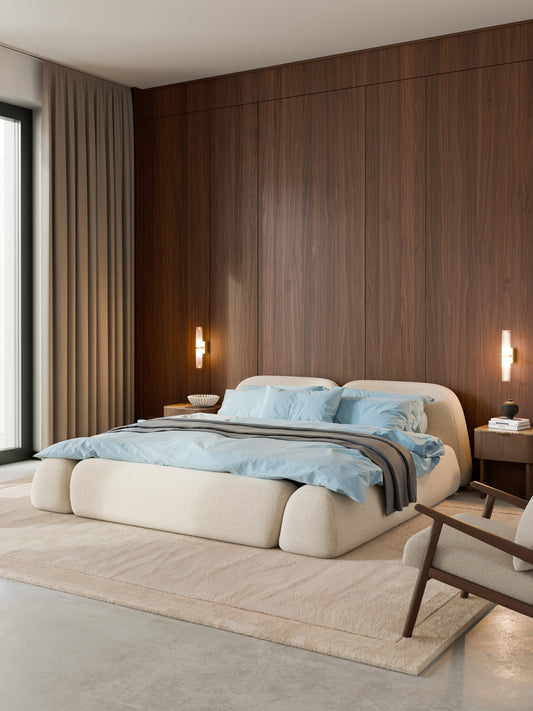 Wolnera Upholstered Bed in Bouclé