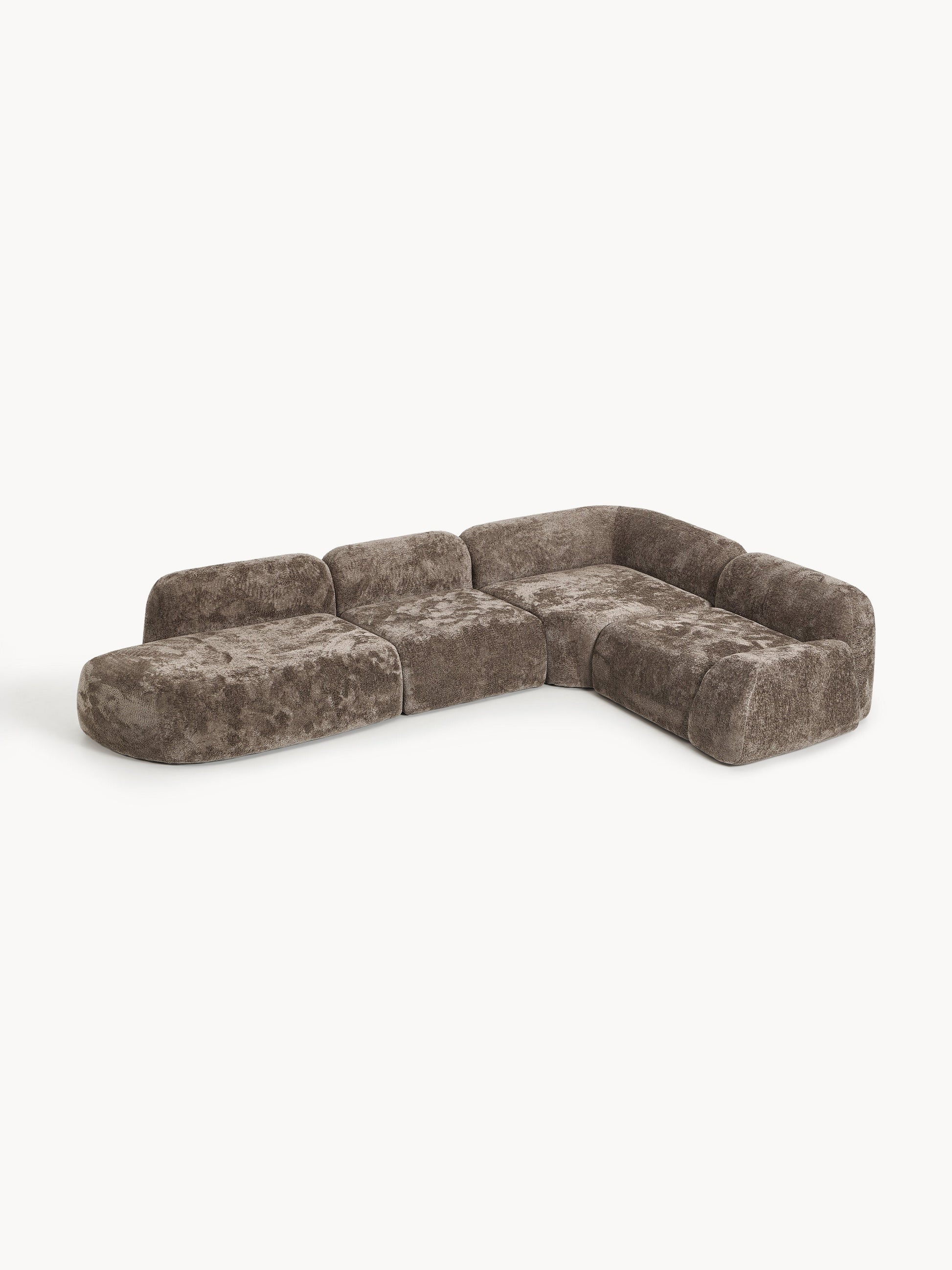 Wolnera XL Modular Teddy Bouclé Corner Sofa with Chaise Longue